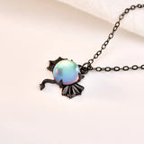 925 Silver Devil Pendant Necklace Moonstone Women Halloween Jewelry