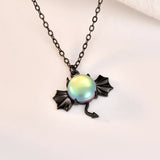 925 Silver Devil Pendant Necklace Moonstone Women Halloween Jewelry