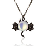 925 Silver Devil Pendant Necklace Moonstone Women Halloween Jewelry