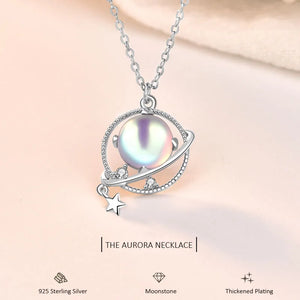 925 Silver Dream Planet Necklace Moonstone Jewelry Gift
