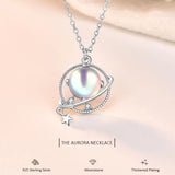 925 Silver Dream Planet Necklace Moonstone Jewelry Gift