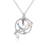 925 Silver Dream Planet Necklace Moonstone Jewelry Gift