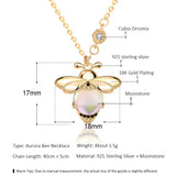 925 Silver Moonstone Bee Necklace Plated 18K Jewelry Gift