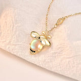 925 Silver Moonstone Bee Necklace Plated 18K Jewelry Gift