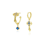 925 Silver Asymmetric Cross Sword Stud Earrings Retro Style