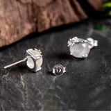 Yipu S925 Silver Moonlight Jade Plum Blossom Ear Studs