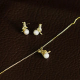 Diamond Collar Cat Pearl Necklace Pendant Art Jewelry