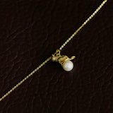 Diamond Collar Cat Pearl Necklace Pendant Art Jewelry