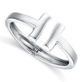 Silver Plated Double T Bangle Cuff Bracelet for Women Girls