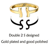Silver Plated Double T Bangle Cuff Bracelet for Women Girls