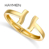 Silver Plated Double T Bangle Cuff Bracelet for Women Girls