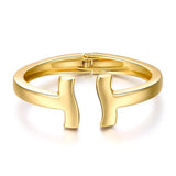 Silver Plated Double T Bangle Cuff Bracelet for Women Girls