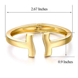 Silver Plated Double T Bangle Cuff Bracelet for Women Girls