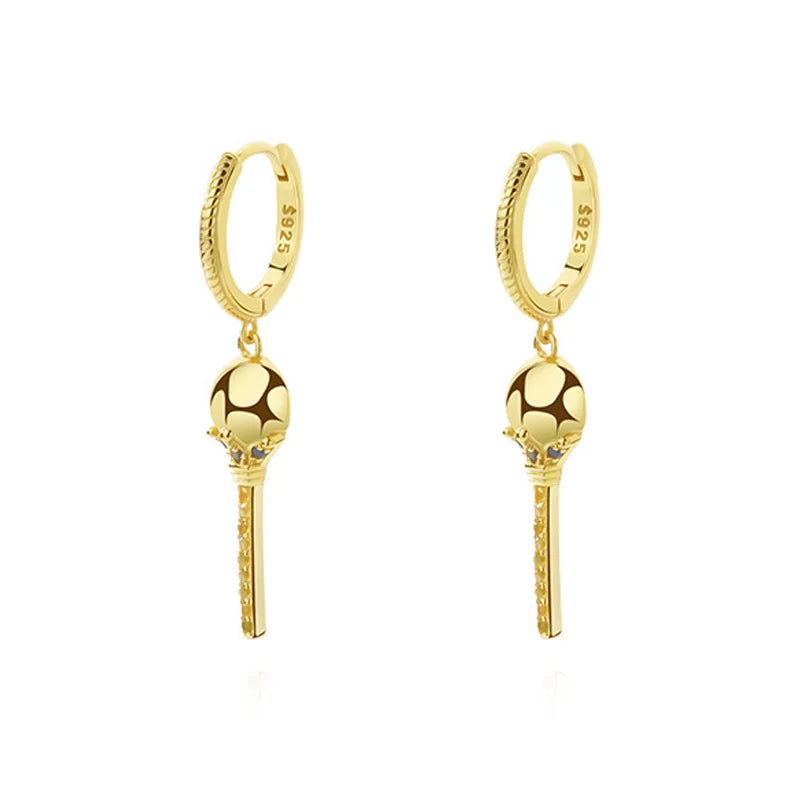 Egyptian Pharaoh's Scepter Earrings Sterling Silver Zircon Drop Earrings