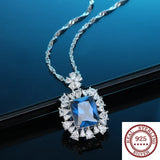 S925 Sterling Silver Green Diamond Pendant Necklace