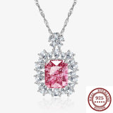 S925 Sterling Silver Green Diamond Pendant Necklace
