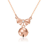 925 Silver Lace Ribbon Christmas Bell Necklace Pendant Xmas Gift