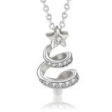 925 Silver Star Shine Christmas Tree Necklace Pendant Xmas Gift
