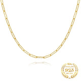 925 Silver Hammered Link Chain Necklace for Women