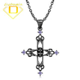 Hip Hop S925 Sterling Silver Cross Skull Pendant Necklace for Women