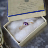 Vintage Silver Water Drop Amethyst Ring, Adjustable Size