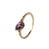 Vintage Silver Water Drop Amethyst Ring, Adjustable Size