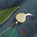 Hetian Jade Heart Butterfly Necklace Pendant Silver Jewelry
