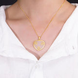 Hetian Jade Heart Butterfly Necklace Pendant Silver Jewelry