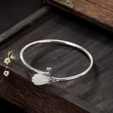 Natural Hetian Magnolia Flower Bracelet - Chinese Style Jewelry
