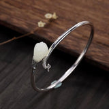 Natural Hetian Magnolia Flower Ladies Bracelet