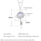Sterling Silver Aurora Planet Key Necklace Moonstone Jewelry Gift