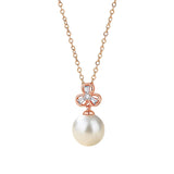 Lucky Clover Necklace 925 Silver Shell Bead Jewelry Birthday Gift