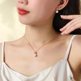 Lucky Clover Necklace 925 Silver Shell Bead Jewelry Birthday Gift