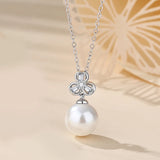 Lucky Clover Necklace 925 Silver Shell Bead Jewelry Birthday Gift
