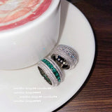 Zircon Stone Silver Wedding Ring with Bling Micro Pave for Women