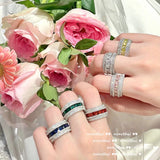 Zircon Stone Silver Wedding Ring with Bling Micro Pave for Women