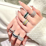 Zircon Stone Silver Wedding Ring with Bling Micro Pave for Women