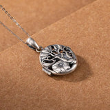Magnolia Flower Plant Silver Pendant Necklace Retro Pattern Craft