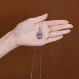 Magnolia Flower Plant Silver Pendant Necklace Retro Pattern Craft