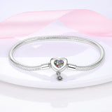 Multicolor Stone Heart Bracelet 925 Silver Jewelry