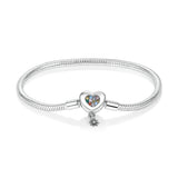 Multicolor Stone Heart Bracelet 925 Silver Jewelry