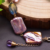Colorful Baroque Purple Pearls Bracelet for Wedding Women Girls