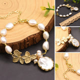 Freshwater Pearl Leaf Bracelets for Women Girls Party Engagement Gift