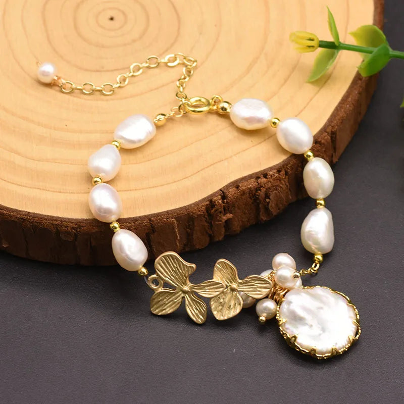Freshwater Pearl Leaf Bracelets for Women Girls Party Engagement Gift
