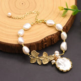 Freshwater Pearl Leaf Bracelets for Women Girls Party Engagement Gift