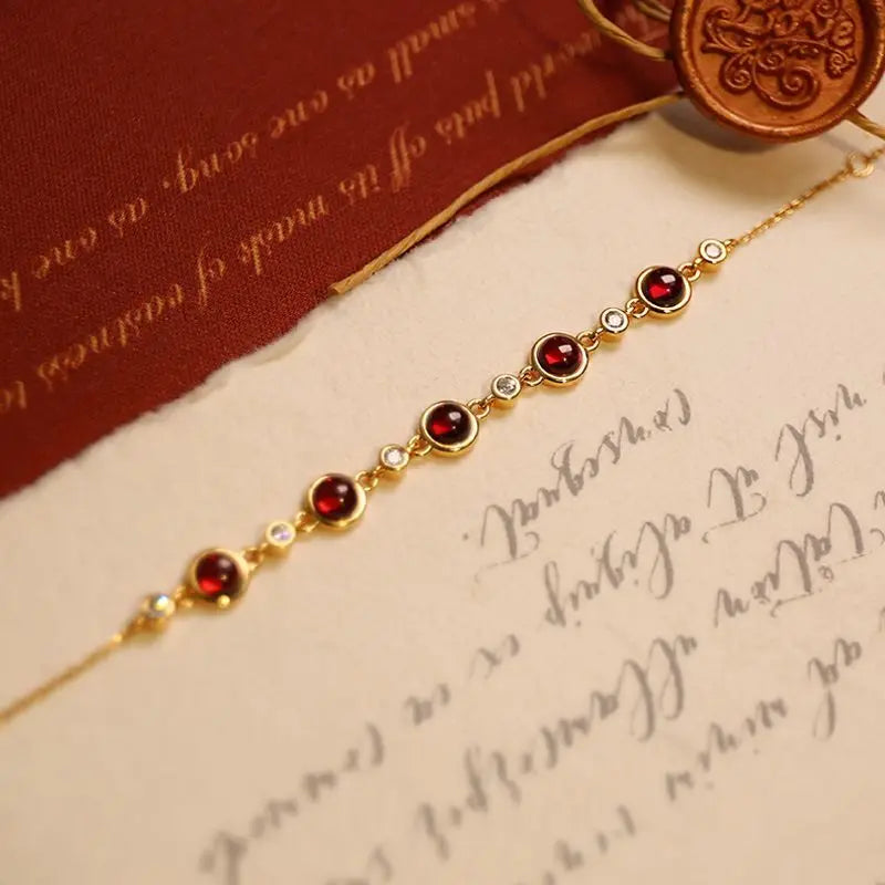 Natural Garnet Bracelet Female Red Jewelry Gift