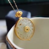 Hetian Jade Inlaid Crystal Gawu Box Necklace Pendant