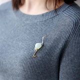 Natural Hetian Jade Unique Oval Shape Charm Brooch