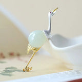 Natural Hetian Jade Unique Oval Shape Charm Brooch