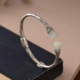 Natural Hetian Jade Bracelet Chinese Ethnic Style Retro Ladies Jewelry